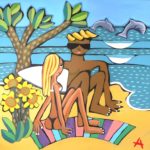 Dancing Dolphins and Sunflowers on the sand
